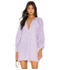 Tularosa Womens Purple Striped Seersucker Self Tie Dress Size XXSmall
